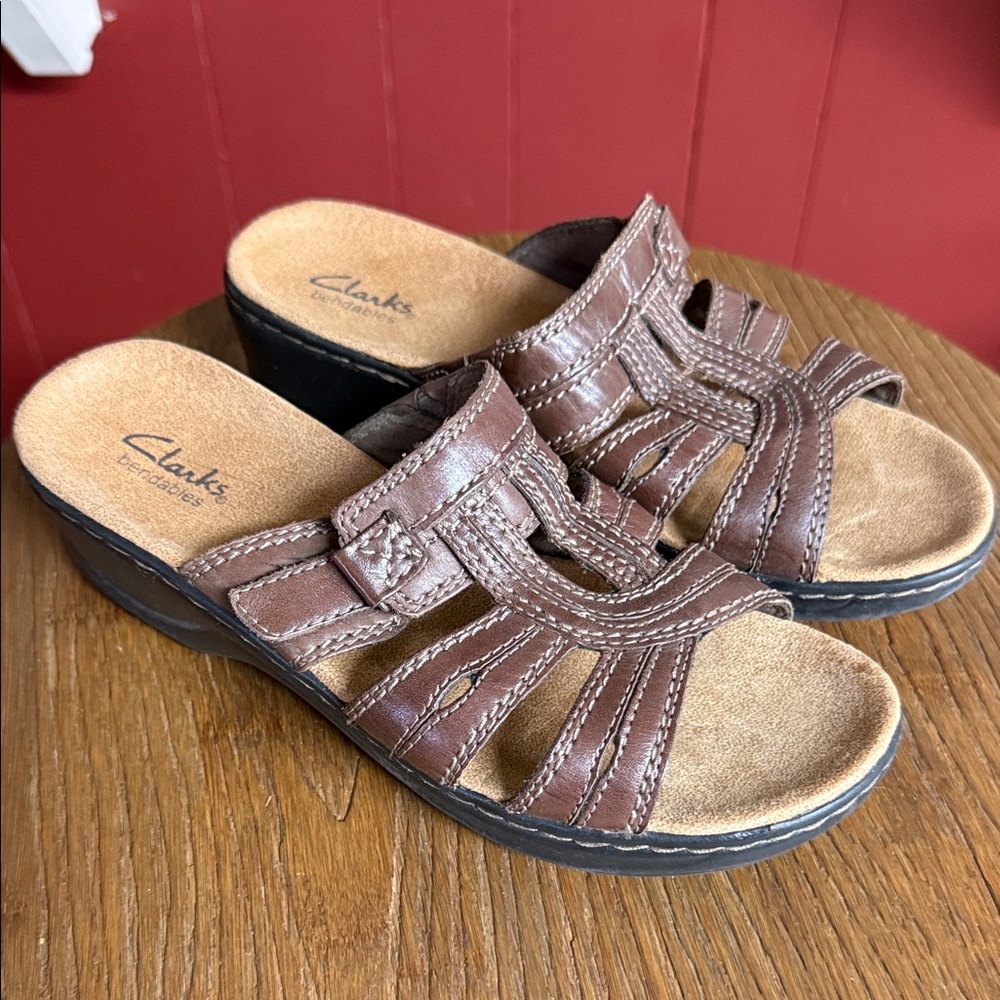 Clarks Women's Dark Brown Slide Sandals